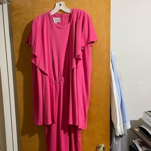 Pink two-piece long sleeve dress outfit